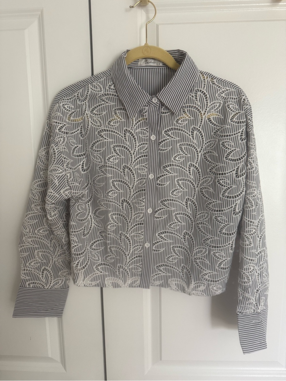 NWOT, Light Gray Lace Overlay Button-Up Shirt Jacket